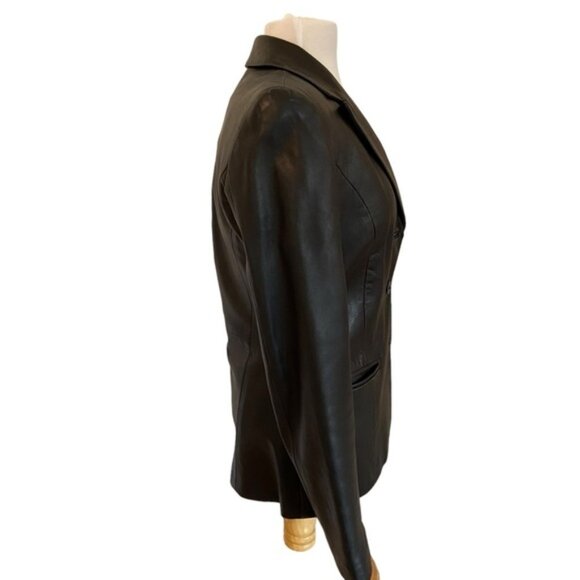 Danier genuine leather black blazer fitted jacket distressed lightweight Small - Picture 7 of 13